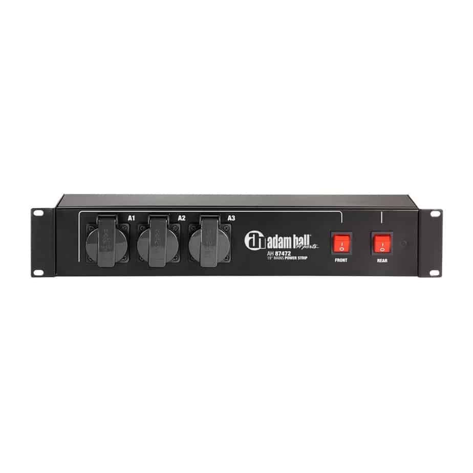 Adam Hall 87472 Strømgrenuttak For Rack Sett Fra Forside