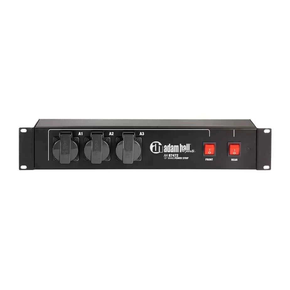 Adam Hall 87472 Strømgrenuttak For Rack Sett Fra Forside